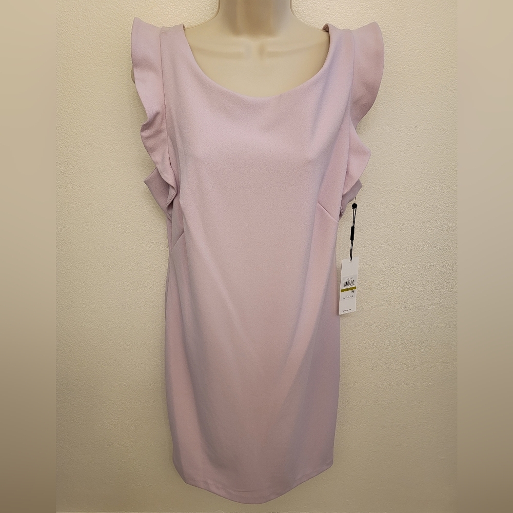 Calvin Klein Lilac Ruffle-Sleeve Midi Dress